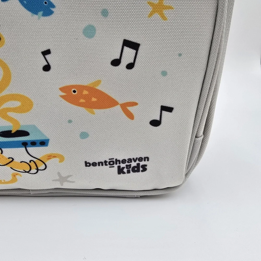 Insulated Lunch Bag Bentobeaven DJ Octopus Crab Gray‎ Yellow Shoulder Strap Kids